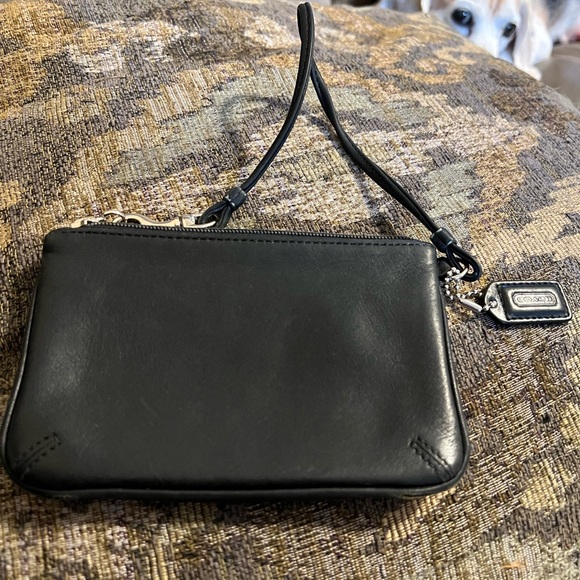 Coach Black Leather Wristlet with Silver Hardware - Picture 2 of 10